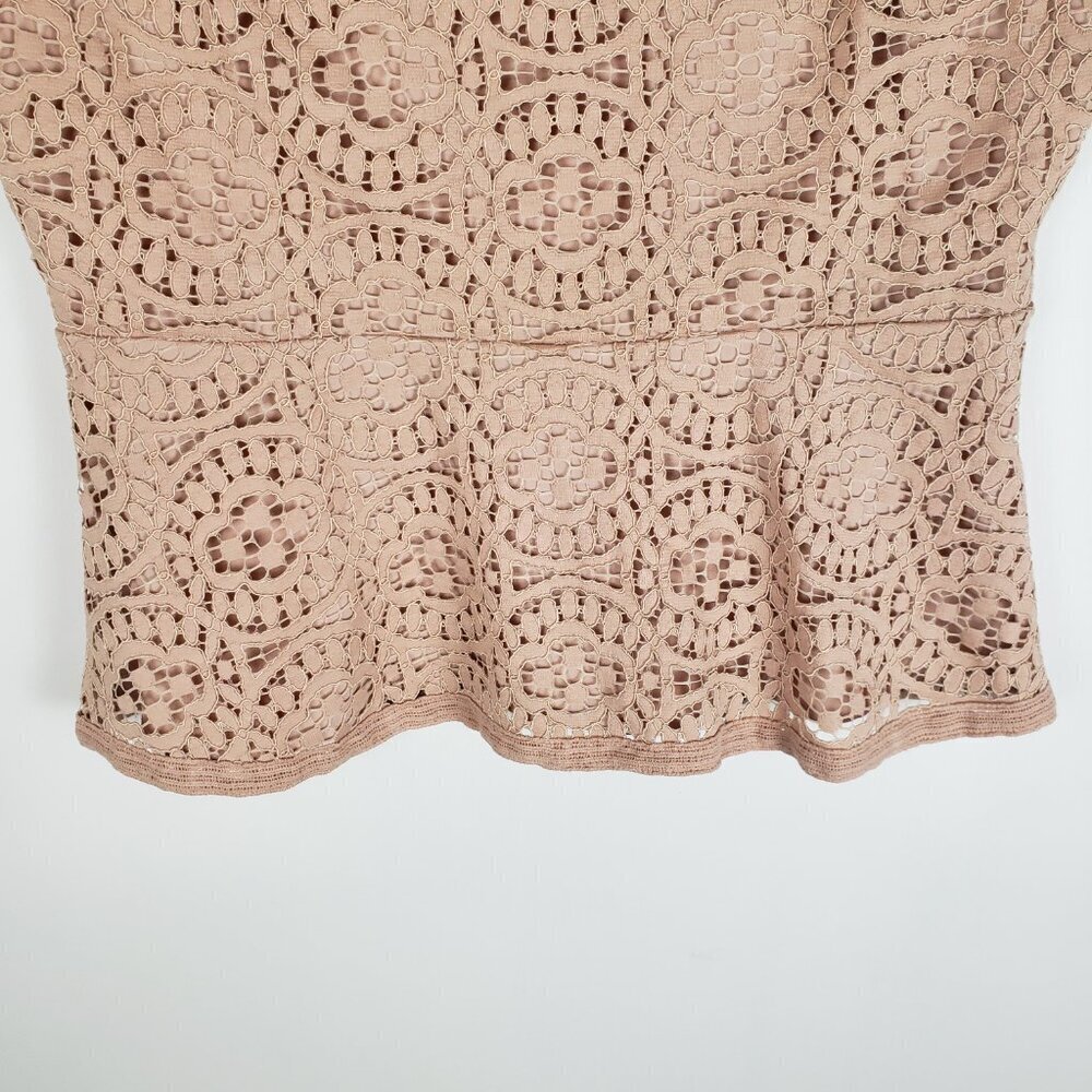 Ann Taylor Lace Sleeveless Peplum Top Dressy Beige Blush Special Occasion Size S - Picture 5 of 9